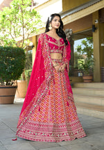 Thumbnail for Monjolika Fashion Rani Pink Pure Viscose Jacquard Lehenga Choli Set
