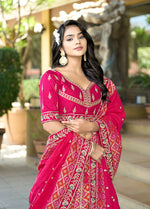 Thumbnail for Monjolika Fashion Rani Pink Pure Viscose Jacquard Lehenga Choli Set