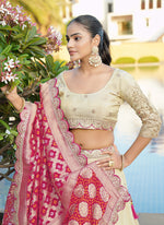Thumbnail for Monjolika Fashion Embroidered Work Viscose Trendy Lehenga Choli in Cream for Festival