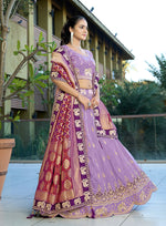 Thumbnail for Monjolika Fashion Lavender Embroidered Viscose Lehenga Choli