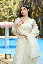Thumbnail for Monjolika Fashion White Embellished Lehenga Choli In Organza
