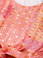 Thumbnail for AURELIA Women Peach-Coloured & Red Printed Maxi Dress