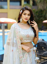 Thumbnail for Monjolika Fashion Silk Embroidered Light Grey Designer Lehenga Choli