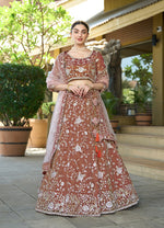 Thumbnail for Monjolika Fashion Brown Tissue Embellished Lehenga Choli