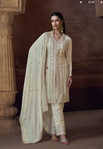 Thumbnail for Anaita White Heavy Chinon Stitched Salwar Suit With Sequence Embroidery Work - Distacart