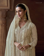 Thumbnail for Anaita White Heavy Chinon Stitched Salwar Suit With Sequence Embroidery Work - Distacart