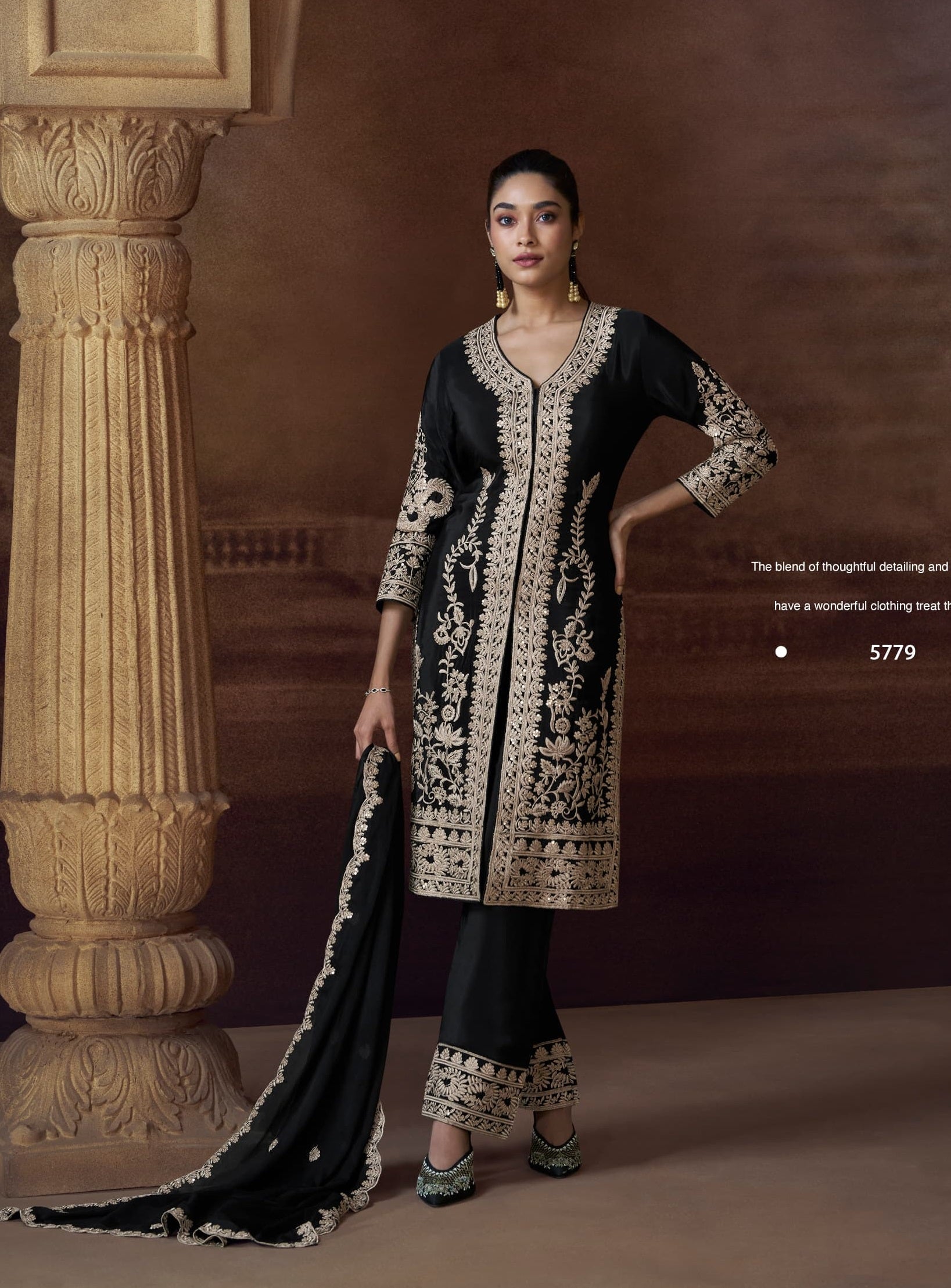 Anaita Black Heavy Chinon Stitched Salwar Suit With Sequence Embroidery Work - Distacart