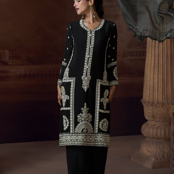 Anaita Black Heavy Chinon Stitched Salwar Suit With Sequence Embroidery Work - Distacart