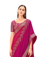 Thumbnail for Anouk Pink Floral Printed Zari Pure Chiffon Saree - Distacart
