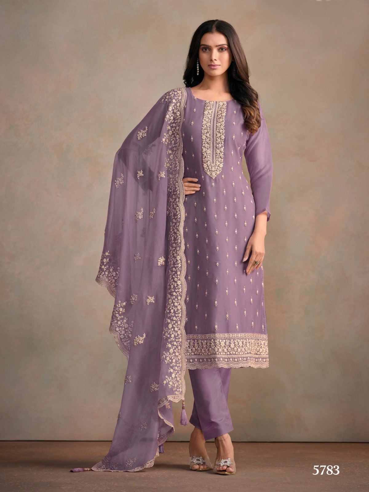 Anaita Purple Heavy Organza With Embroidery Straight Salwar Suit - Distacart
