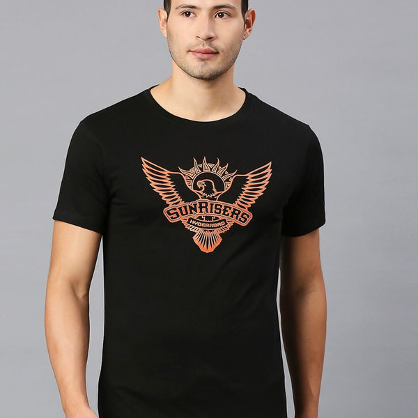 Fancode Sunrisers Hyderabad Logo Print Round Neck Cotton IPL T-shirt - Distacart
