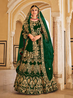 Thumbnail for Monjolika Fashion Green Velvet Embroidered Wedding Designer Lehenga Choli