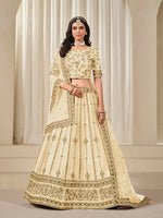Thumbnail for Monjolika Fashion Embroidered Cream Reception Art Silk A Line Lehenga Choli - Distacart