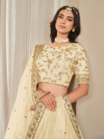 Thumbnail for Monjolika Fashion Embroidered Cream Reception Art Silk A Line Lehenga Choli - Distacart