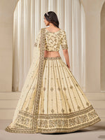 Thumbnail for Monjolika Fashion Embroidered Cream Reception Art Silk A Line Lehenga Choli - Distacart
