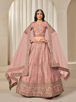 Thumbnail for Monjolika Fashion Embroidered Pink Reception Art Silk A Line Lehenga Choli - Distacart