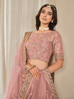 Thumbnail for Monjolika Fashion Embroidered Pink Reception Art Silk A Line Lehenga Choli - Distacart