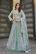 Thumbnail for Monjolika Fashion Embroidered Sea Green Net Reception Designer Salwar Suit