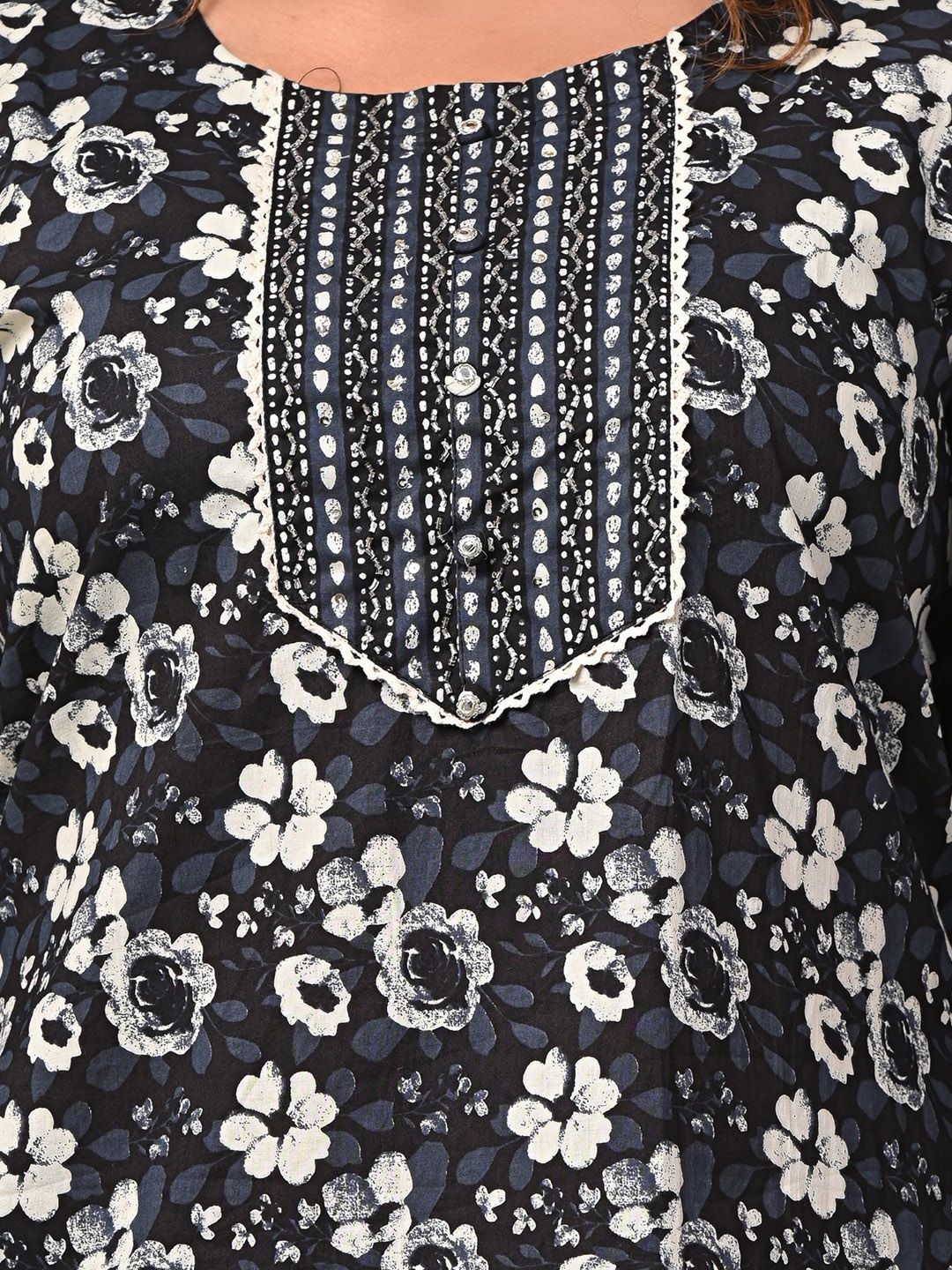 Swasti Plus Size Printed Sequinned Pure Cotton Straight Kurta With Trousers & Dupatta - Distacart