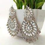 Thumbnail for Tehzeeb Creations Women's Silver Colour Earrings With Kundan And Ghungroo Work - Distacart