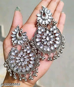 Thumbnail for Tehzeeb Creations Women's Silver Colour Earrings With Kundan And Ghungroo Work - Distacart