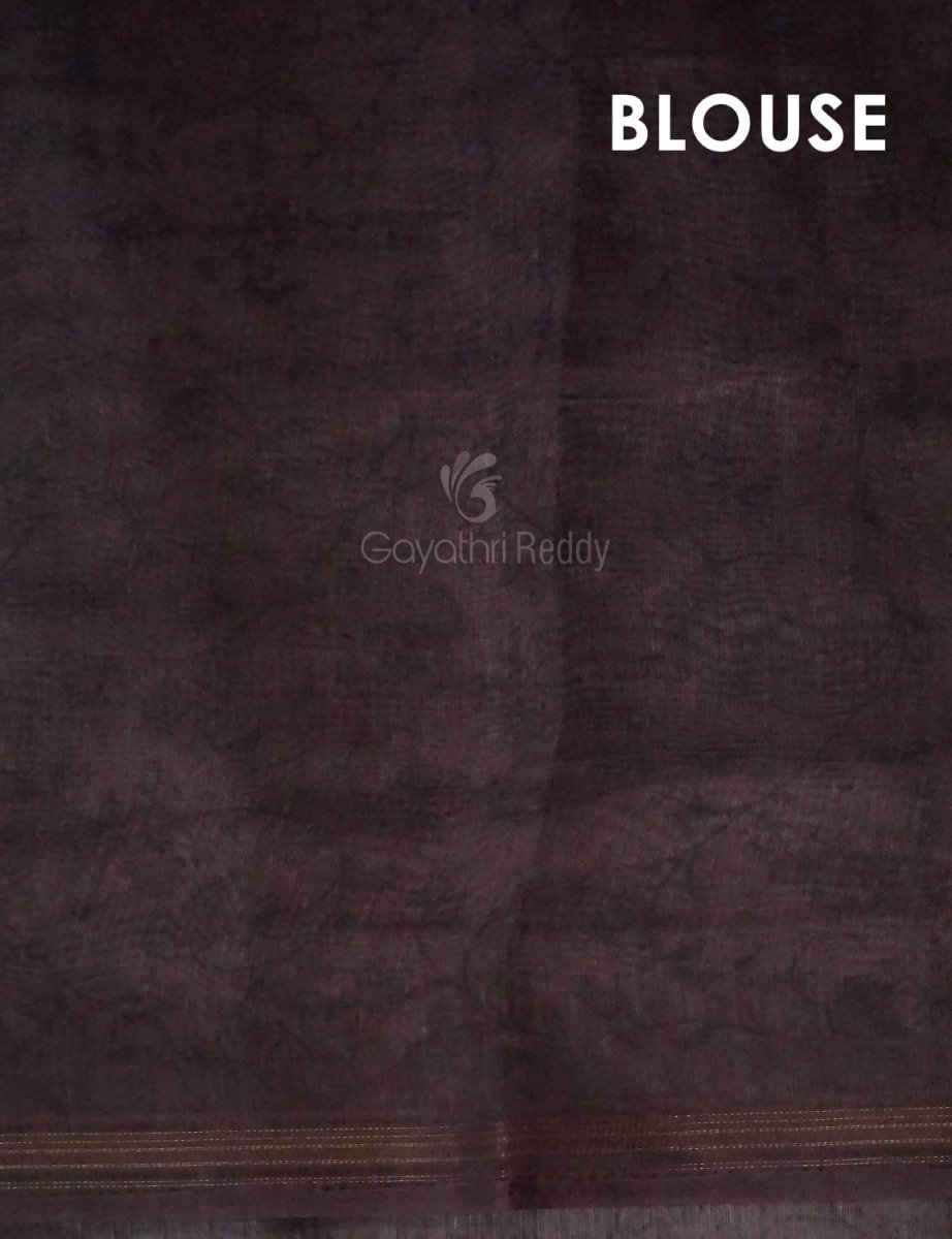 Baby Brown Mix With Pink Floral Design Printed Semi Chanderi Saree By Gayathri Reddy Designer Studio - Distacart