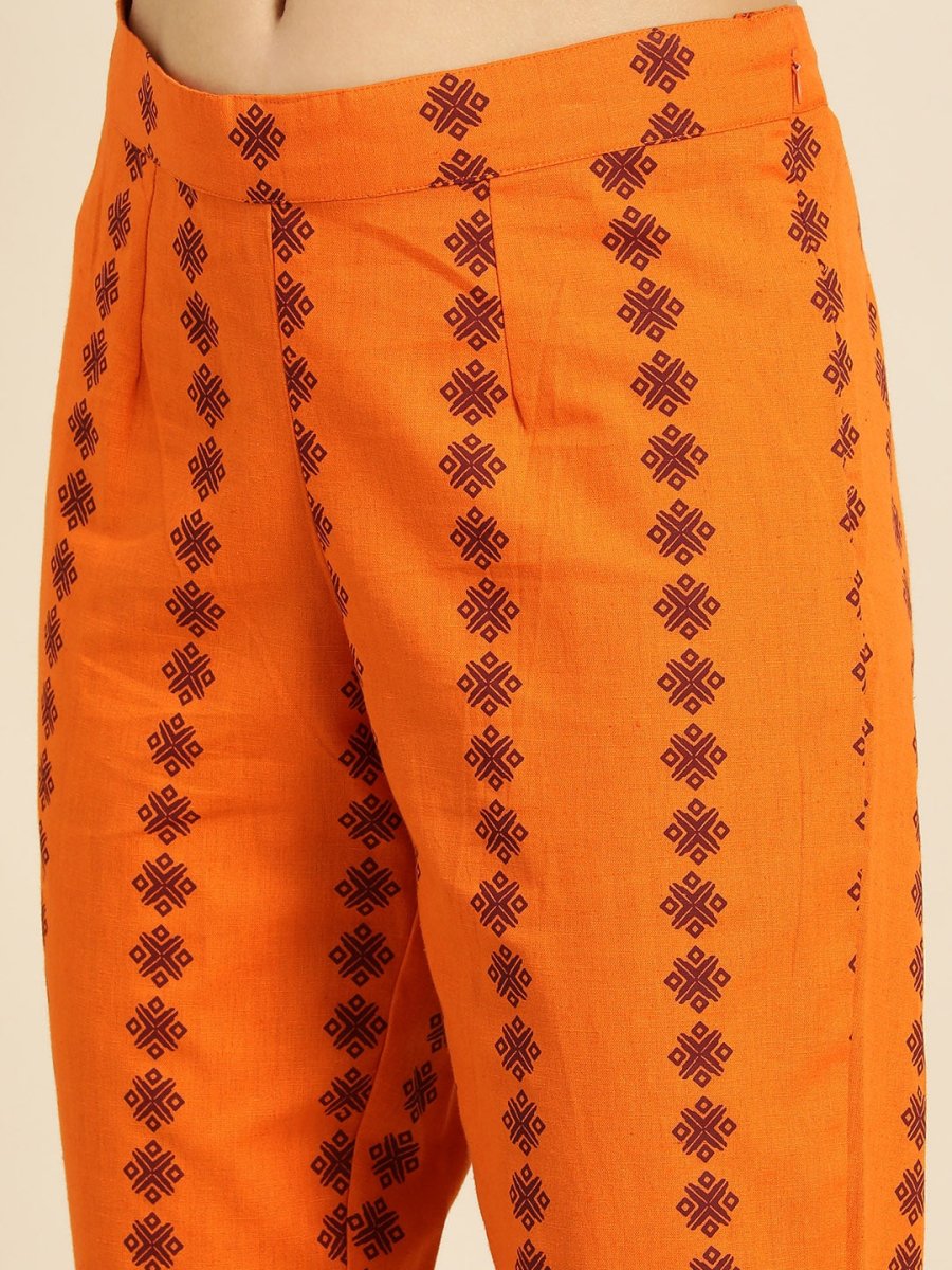 All About You Women Maroon Ethnic Motifs Printed Kurta with Printed Trousers - Distacart