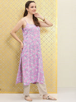 Thumbnail for Ode by House of Pataudi Women Pink Floral Printed Fusion Kurta - Distacart