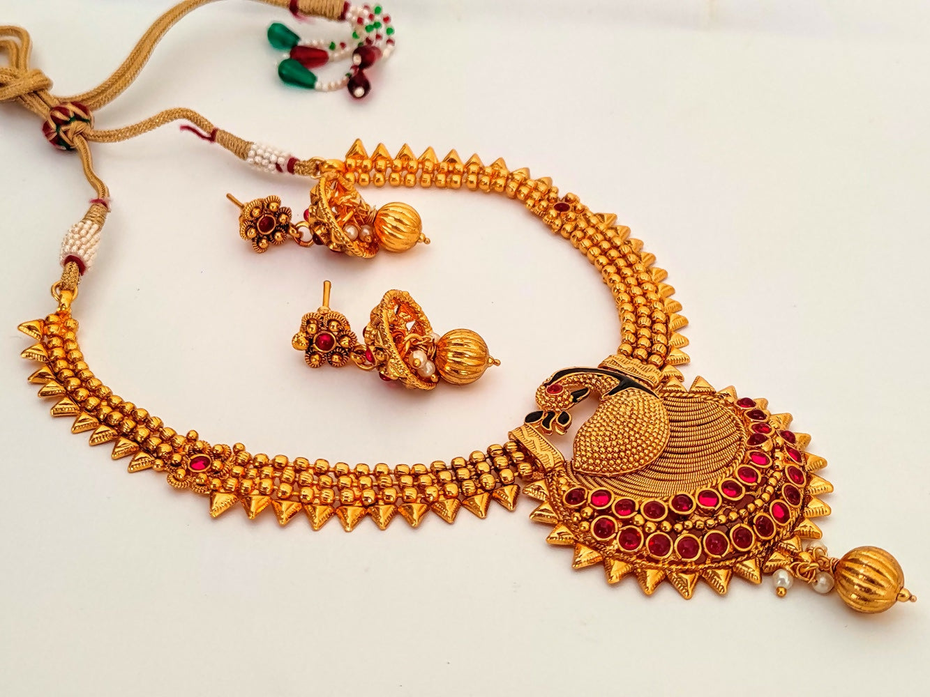 Pink kemp Peacock Necklace Set - Distacart