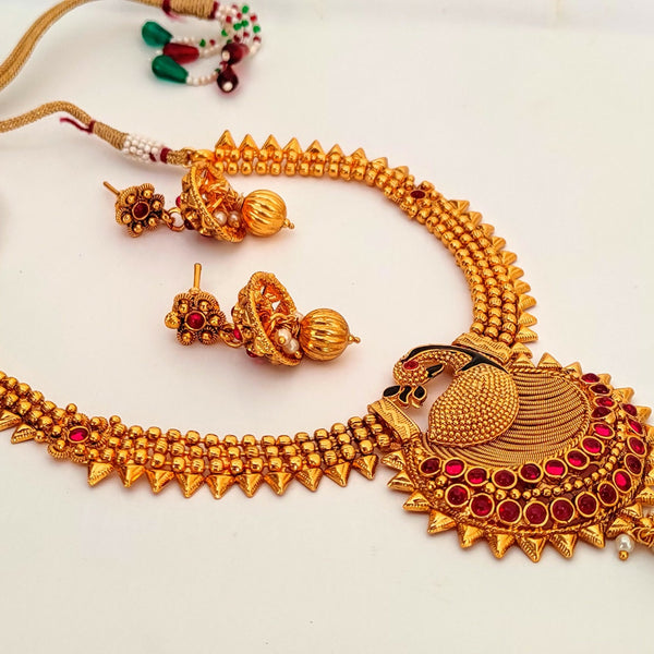 Pink kemp Peacock Necklace Set - Distacart