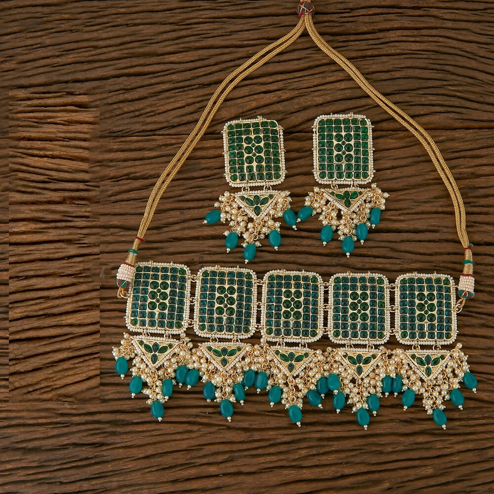 Joban Fashion Women Golden White Green Necklace Set - Distacart