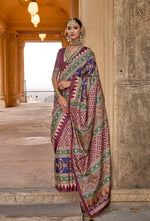 Thumbnail for Monjolika Fashion Multicolour Block Print Silk Blend Designer Saree - Distacart