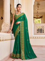 Thumbnail for Monjolika Fashion Green Georgette Printed Festival Desginer Trendy Saree - Distacart