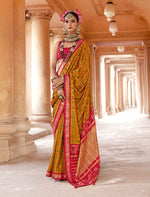 Thumbnail for Monjolika Fashion Mustard Silk Blend Patola Print Classic Saree