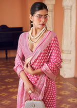 Thumbnail for Monjolika Fashion Pink Weaving Georgette Party Contemporary Saree