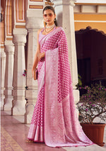 Thumbnail for Monjolika Fashion Hot Pink Weaving Georgette Party Contemporary Saree