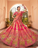 Thumbnail for Monjolika Fashion Rani Pink Banarasi Silk Diamond Wedding Trendy Lehenga Choli