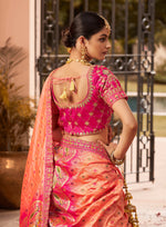 Thumbnail for Monjolika Fashion Rani Pink Banarasi Silk Diamond Wedding Trendy Lehenga Choli