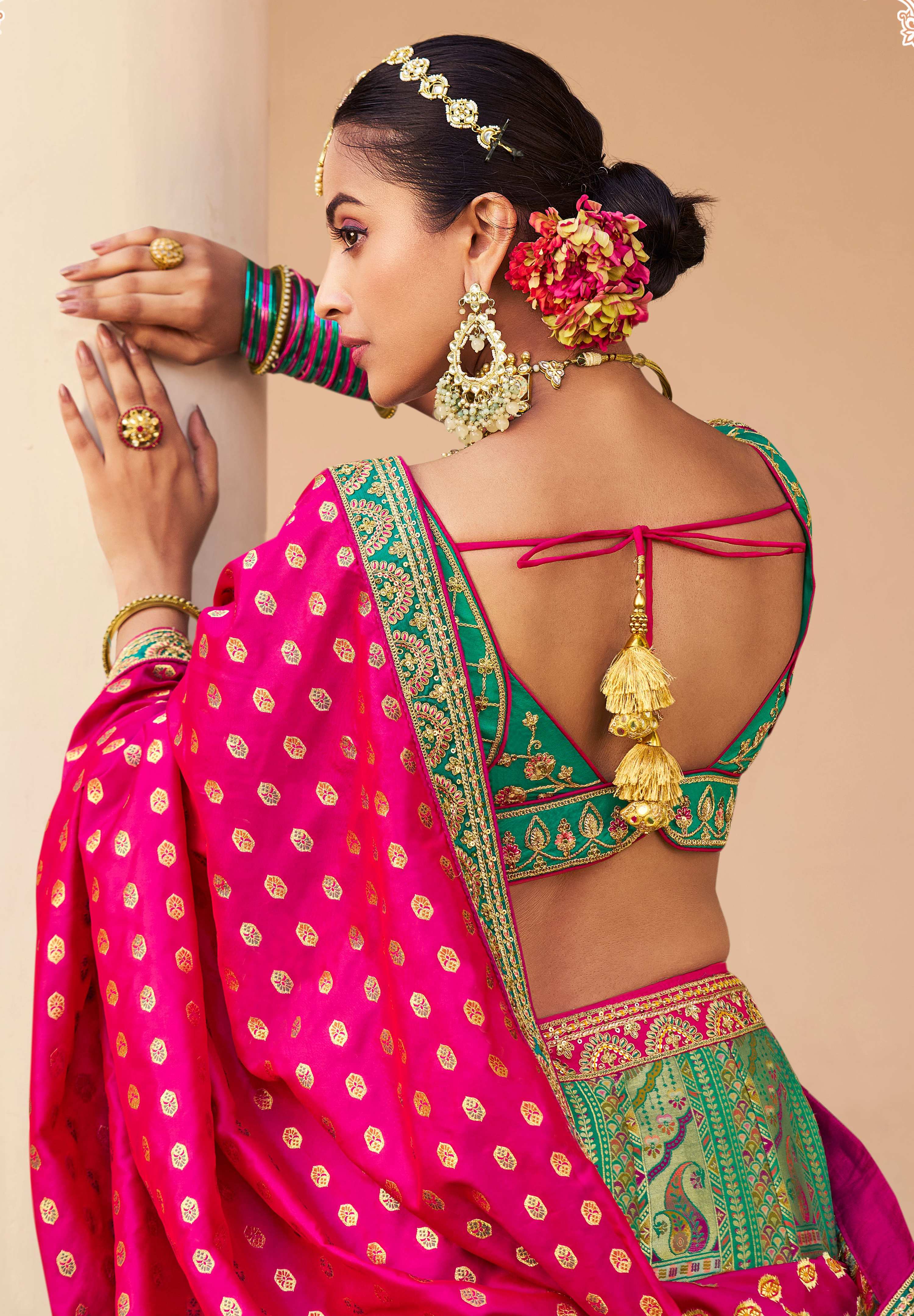 Monjolika Fashion Turquoise Banarasi Silk Diamond Wedding Trendy Lehenga Choli