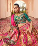 Thumbnail for Monjolika Fashion Multi Colour Banarasi Silk Diamond Wedding Trendy Lehenga Choli