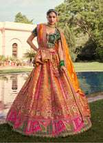 Thumbnail for Monjolika Fashion Multi Colour Banarasi Silk Diamond Wedding Trendy Lehenga Choli