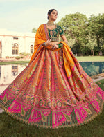 Thumbnail for Monjolika Fashion Multi Colour Banarasi Silk Diamond Wedding Trendy Lehenga Choli