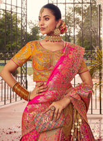 Thumbnail for Monjolika Fashion Multi Colour Banarasi Silk Diamond Wedding Trendy Lehenga Choli