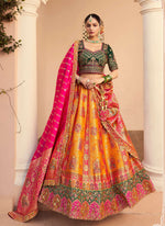Thumbnail for Monjolika Fashion Orange Banarasi Silk Diamond Wedding Trendy Lehenga Choli