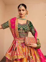 Thumbnail for Monjolika Fashion Orange Banarasi Silk Diamond Wedding Trendy Lehenga Choli
