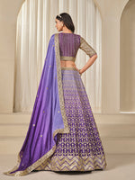 Thumbnail for Monjolika Fashion Violet Chinon Silk With Embroidered, Sequins, Thread And Zari Work Lehenga Choli
