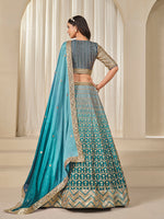 Thumbnail for Monjolika Fashion Firozi Chinon Silk With Embroidered, Sequins, Thread And Zari Work Lehenga Choli - Distacart