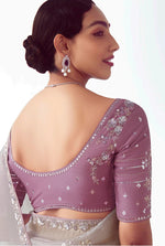 Thumbnail for Monjolika Fashion Grey Embroidered Cut Work Fancy Fabric Ceremonial Designer Saree