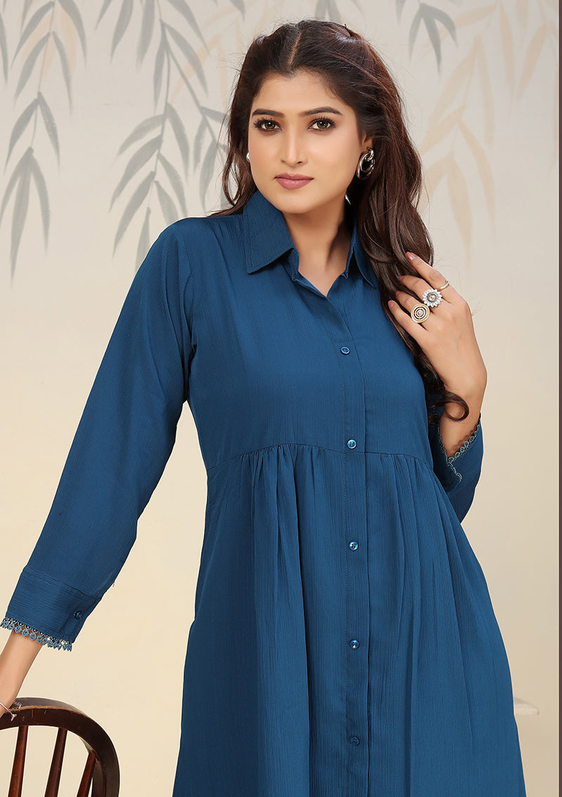 Monjolika Fashion Morpeach Cotton Solid Festival Casual Kurti