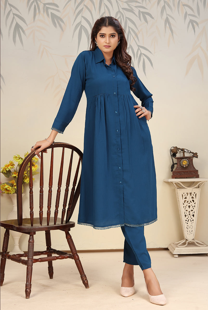Monjolika Fashion Morpeach Cotton Solid Festival Casual Kurti